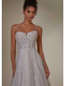 Spaghetti Straps Sequined Lace Tulle Dazzling Wedding Dress